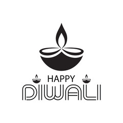 Happy diwali lettering design with diya deepak vector illustration.