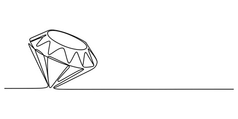 Elegant diamond continuous one line drawing minimalist art gemstone facets vector