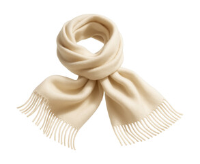 Fringed cashmere scarf in cream for cozy winter layering.