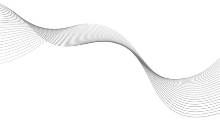 Elegant monochrome background features a dynamic wave of thin, curved lines in varying shades of gray, creating a smooth and modern visual effect against a clean white backdrop