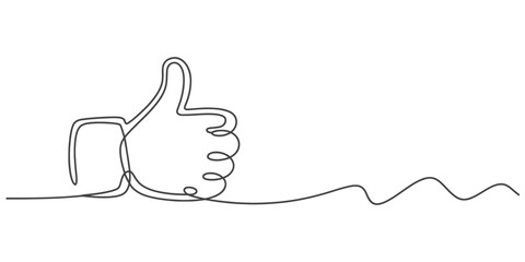 Continuous single line drawing of a thumbs up gesture minimalist abstract art vector