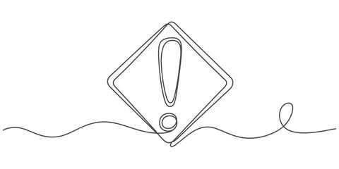 Single line drawing of an exclamation mark warning sign vector