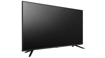 A stylish flat screen television stands on a simple base making it a great addition to living spaces.