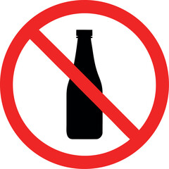 No alcohol sign icon Vector illustration. Prohibition sign for alcohol. No alcohol drink sign vector