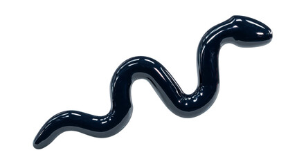 Fototapeta premium Black snake shiny texture isolated on transparency background curved body reptile simple design minimalistic smooth surface animal wildlife illustration