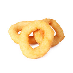Tasty fried squid rings isolated on white