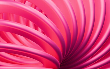 Contemporary Twisted Cylindrical Forms with Hot Pink Colors Creating Dynamic Flowing Composition