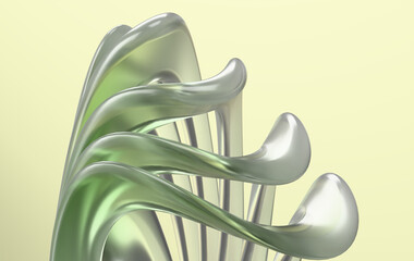 Futuristic Fluid Structure with Shiny Metal Texture and Organic Form