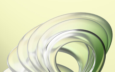 Modern Minimal Abstract Design Featuring Green Chrome Curves on Light Background
