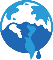 Melting earth globe with water dripping isolated on white background isolated on transparent background silhouette