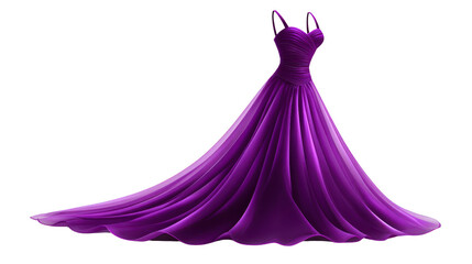 Obraz premium Elegant purple evening gown with flowing chiffon skirt, sleeveless design, and ruched bodice, perfect for formal events, prom, or special occasions, exuding luxury and sophistication