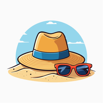 Summer Hat Illustration, Beach Fashion and Holiday Accessory Vector Design