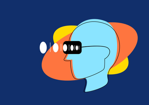 Virtual Reality Headset on Human Profile, A Vector Illustration of Art and Technology
