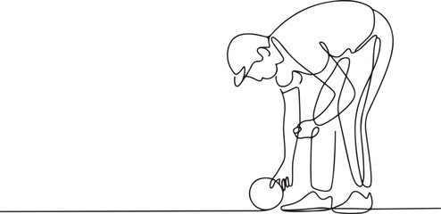 Fototapeta premium Father playing with ball one line drawing
