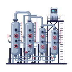 Complex industrial distillation and separation system illustration for chemical processing.
