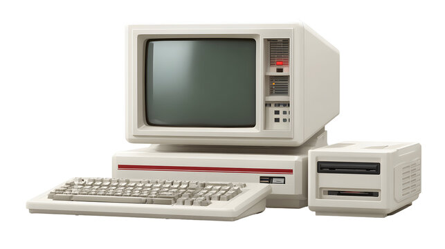 Retro computing nostalgia with vintage crt monitor and floppy disk drive