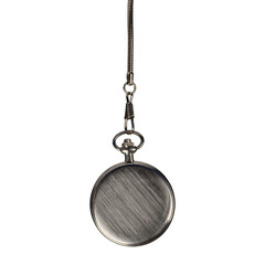 Vintage Pocket Watch Pendant on Chain With Metal Finish on png background