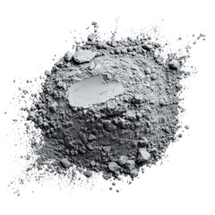 Obraz premium Close-up image of a small, uneven pile of fine, light gray powder on a dark background