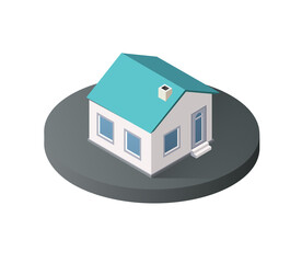 Isometric house icon representing real estate