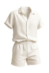 Fototapeta premium Lightweight white linen beach outfit with a relaxed fit and breathable texture.