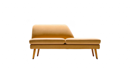 Modern yellow fabric sofa with wooden legs, minimalist design, comfortable seating, perfect for living room or lounge, contemporary style, cozy and inviting atmosphere