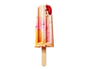 Ice cream popsicle with bite, transparent background  