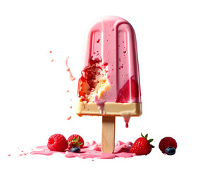 Ice cream popsicle with bite, transparent background  