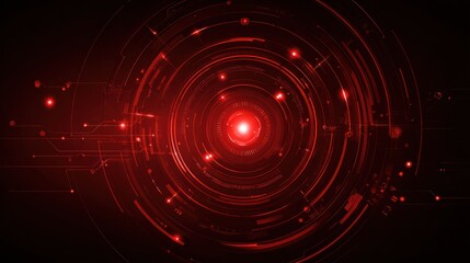 Abstract red digital circles and light effects with data transfer concept