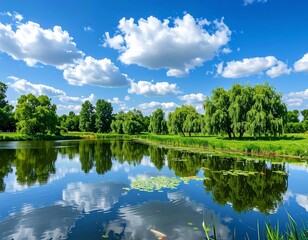 Reflections on a Tranquil Lake - A Serene Landscape.