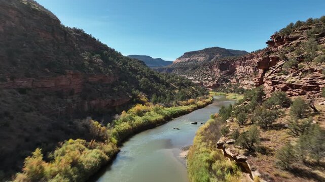 Aerial shot of the amazing and rugged desert landscape along the Dolores River in Western Colorado.
