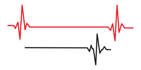 Set of minimalist heartbeat line icons with transparent background, depicting cardiogram waves for medical monitoring, health tracking, and vital signs, vector illustration
