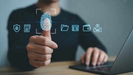 Fingerprint scan technology for secure access and data protection on laptop with biometric security