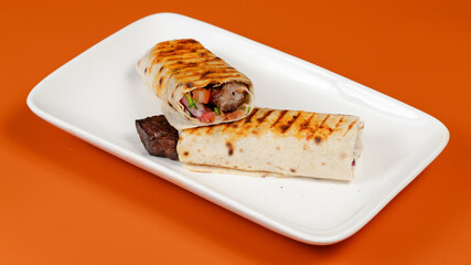 Lavash doner kebab or shawarma isolated	