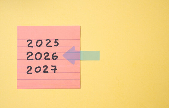 2026 note whth other numbers remarked with an arrot the new year 