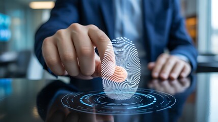 Fingerprint scan biometric security system authentication technology identification access control concept secure id