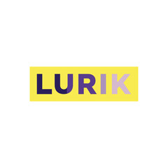Lurik Logo on Yellow Background with Gradient Purple Letters.