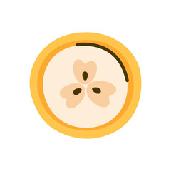 Vector banana slice. Cute banana in flat design. Tropical fruit