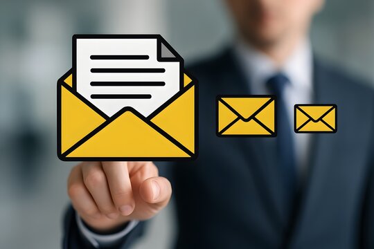 New email notification concept, email marketing, Direct selling project in customer list business for email.