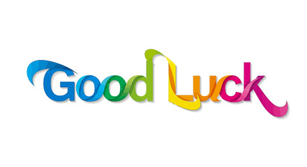 Vibrant and dynamic "Good Luck" typography in a spectrum of joyful colors, perfect for celebrating achievements, new beginnings, and heartfelt wishes in any creative project.