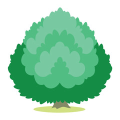 Flat Layered Bush Vector Icon with Soft Green Gradient on White Background – Garden, Nature, and Eco-Friendly Design