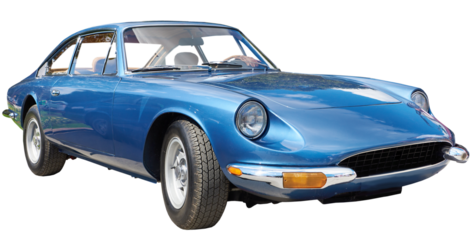 Retro blue sport car isolated on transparent