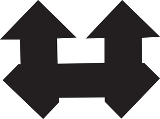 angular arrows facing opposite directions