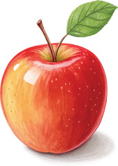Realistic red apple with green leaf isolated on white background healthy organic fruit illustration