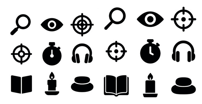 Business and productivity icons set – solid, filled, work and efficiency symbols