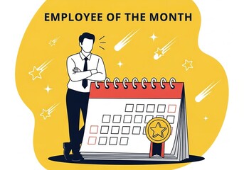 Proudly honoring the employee of the month with a calendar and golden star award