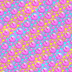 Seamless Pop Art Geometric Pink Skull Pattern.ai