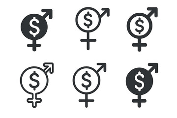 Equality Symbol Designs. Workplace Equality and Pay Disparity. Set Logo of Workplace Equality and Pay Disparity: gender symbols combined. harmonious logo