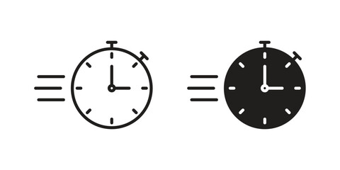 Time fast icon in Line and Silhouette Icon Set. Isolated Vector Illustration.