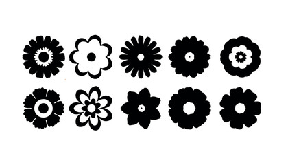 Collection of silhouettes Flower icon, Abstract  botanical flower set. Vector illustration, Style for banners,icon, sticker, wallpaper, posters, websites, online shopping.