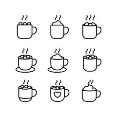 set of outline icons cocoa mugs vector on a white background
set of 9 line icons, vector, on a white background